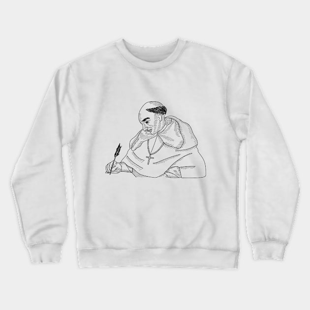 Fray Bartolome escribiendo Crewneck Sweatshirt by Digilogos